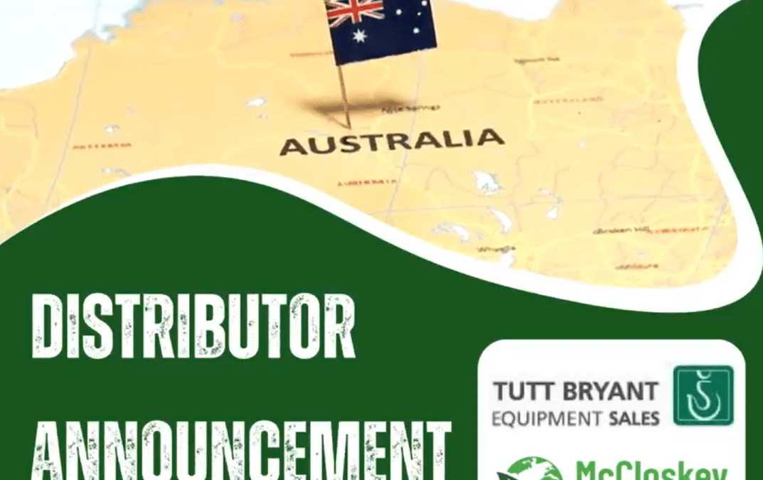 McCloskey Environmental Welcomes BT Equipment Pty Ltd T/As Tutt Bryant Equipment as New Dealer Partner for Australia, Papua New Guinea & Solomon Islands